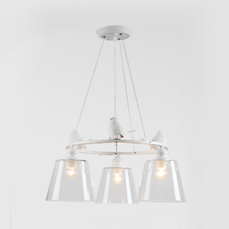 White 3/8 Lights Chandelier Light Fixture Classic Clear Glass Tapered Pendant Lamp for Living Room Clearhalo 'Ceiling Lights' 'Chandeliers' Lighting' options 340445