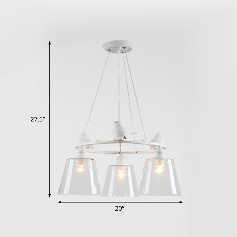 White 3/8 Lights Chandelier Light Fixture Classic Clear Glass Tapered Pendant Lamp for Living Room Clearhalo 'Ceiling Lights' 'Chandeliers' Lighting' options 340446