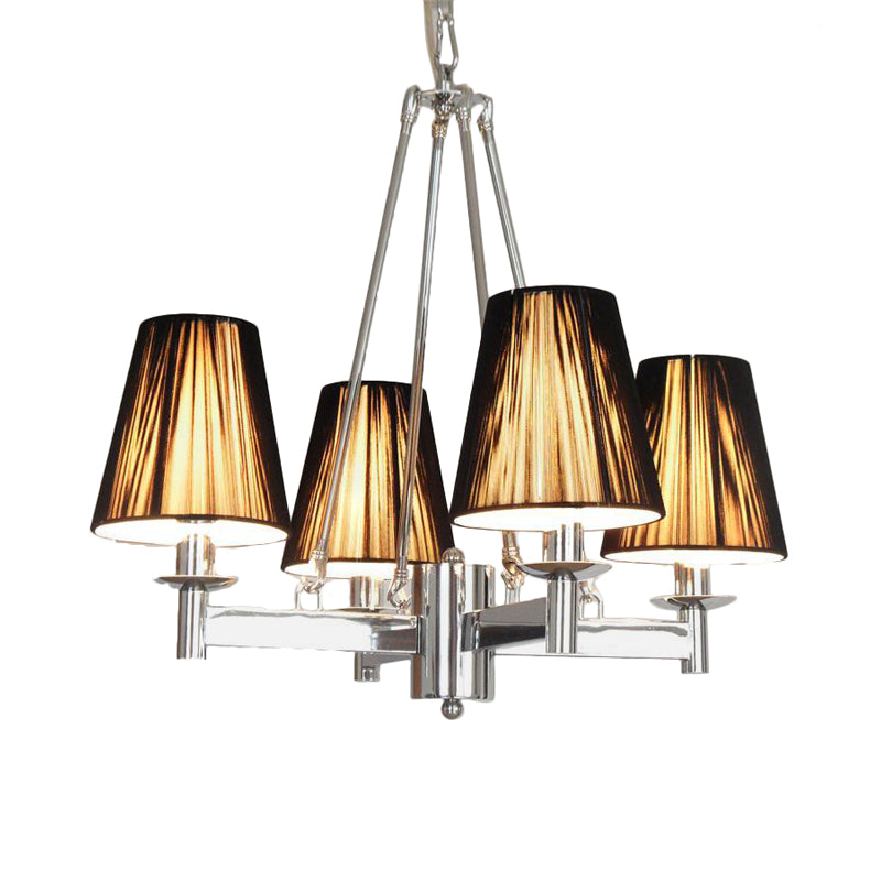 Tapered Fabric Chandelier Lighting Classic 4 Lights Dining Room Pendant Lighting in Black Clearhalo 'Ceiling Lights' 'Chandeliers' Lighting' options 342147