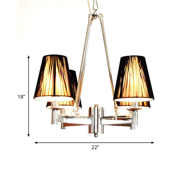 Tapered Fabric Chandelier Lighting Classic 4 Lights Dining Room Pendant Lighting in Black Clearhalo 'Ceiling Lights' 'Chandeliers' Lighting' options 342148