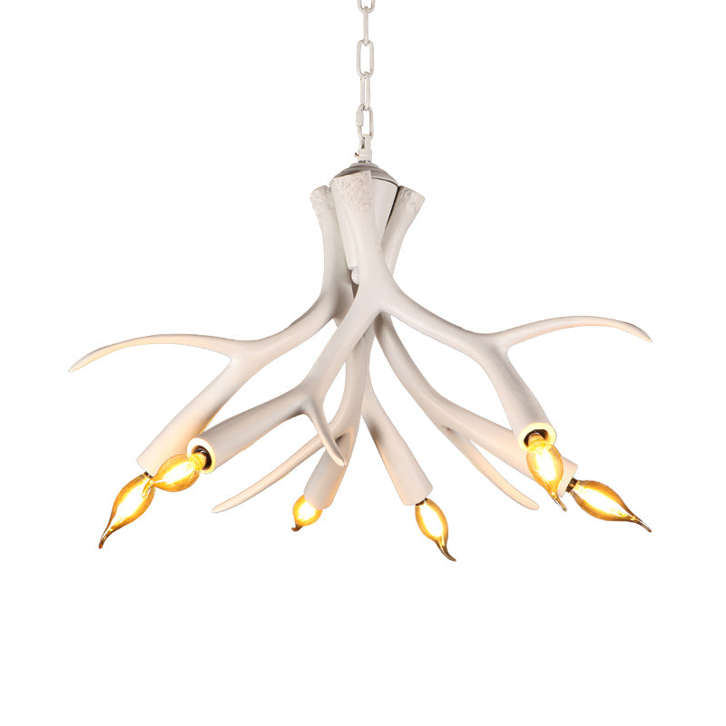 White 6 Lights Chandelier Lighting Modern Resin Faux Antler Pendant Lamp with Adjustable Chain Clearhalo 'Ceiling Lights' 'Chandeliers' Lighting' options 342450