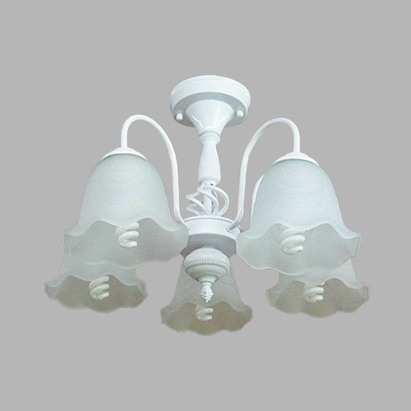 White 5 Lights Ceiling Lighting Classic Opal Glass Scalloped Semi Flush Light for Corridor Clearhalo 'Ceiling Lights' 'Chandeliers' 'Close To Ceiling Lights' 'Glass shade' 'Glass' Lighting' 342546