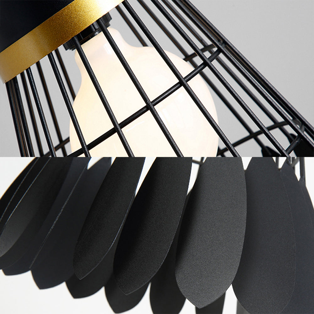 3 Lights Badminton Pendant Lighting Retro Stylish Black Finish Metal Hanging Light Fixture with Round/Linear Canopy Clearhalo 'Ceiling Lights' 'Pendant Lights' 'Pendants' Lighting' 34690