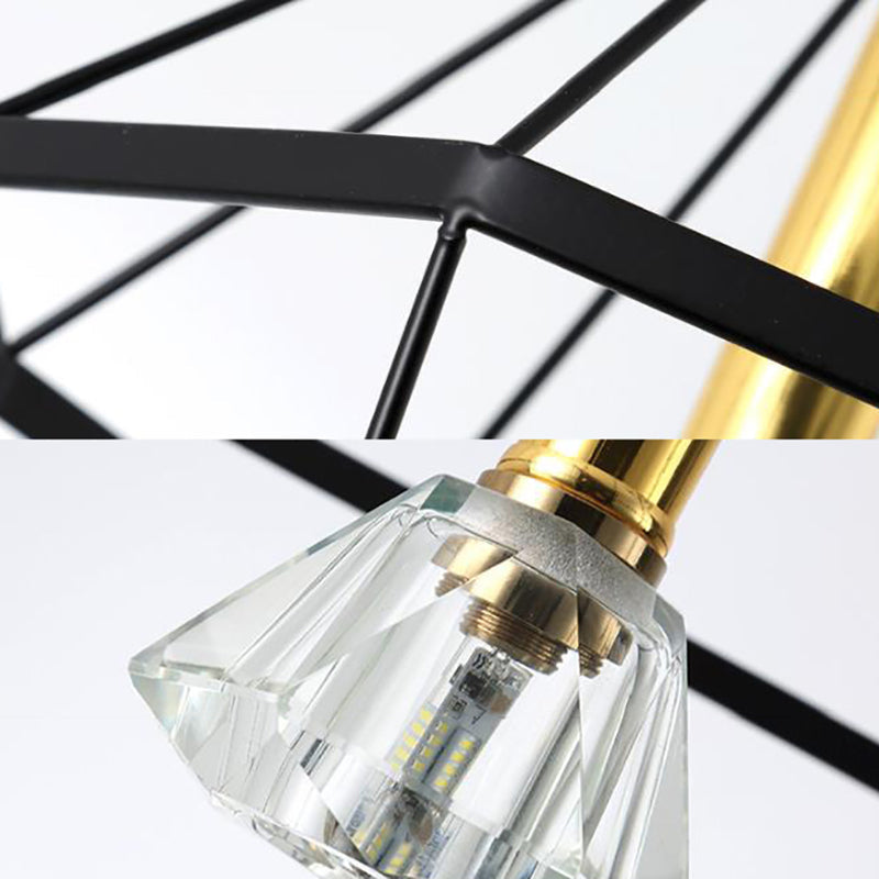 Industrial Wire Cage Ceiling Pendant with Different Shade 3 Lights Metal Hanging Ceiling Light in Black Clearhalo 'Ceiling Lights' 'Pendant Lights' 'Pendants' Lighting' 34940