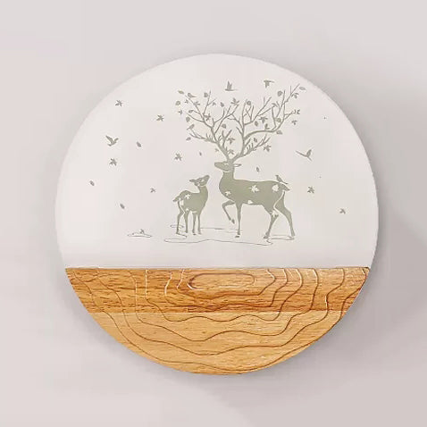 Round LED Wall Light with Animal Creative Wood Sconce Light in Beige for Kindergarten Clearhalo 'Wall Lamps & Sconces' 'Wall Lights' Lighting' 35460