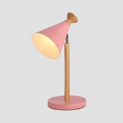 Macaron Style Cone Desk Light Metal 1 Light Candy Colored Study Light for Dormitory Pink Clearhalo 'Lamps' 'Table Lamps' Lighting' 35907