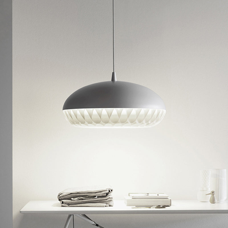 Metal Dome Pendant Light Fixture Modernism 1 Bulb White/Black Down Lighting for Restaurant White Clearhalo 'Ceiling Lights' 'Modern Pendants' 'Modern' 'Pendant Lights' 'Pendants' Lighting' 359430