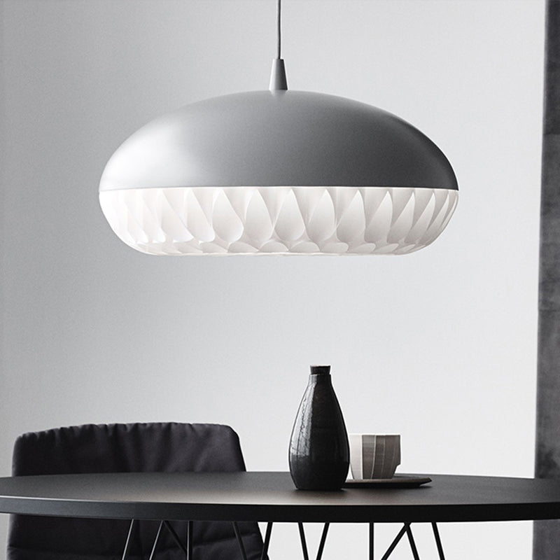 Metal Dome Pendant Light Fixture Modernism 1 Bulb White/Black Down Lighting for Restaurant Clearhalo 'Ceiling Lights' 'Modern Pendants' 'Modern' 'Pendant Lights' 'Pendants' Lighting' 359431