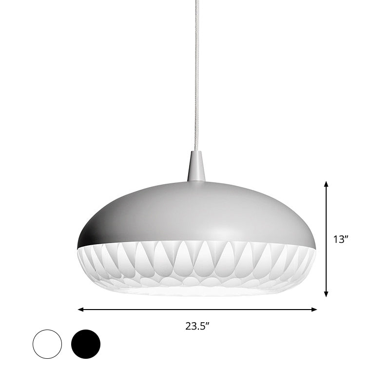 Metal Dome Pendant Light Fixture Modernism 1 Bulb White/Black Down Lighting for Restaurant Clearhalo 'Ceiling Lights' 'Modern Pendants' 'Modern' 'Pendant Lights' 'Pendants' Lighting' 359434