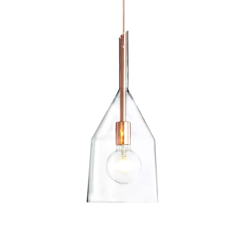 1 Head Kitchen Drop Pendant Simple Rose Gold Suspension Lamp with Bell Clear Glass Shade, 6