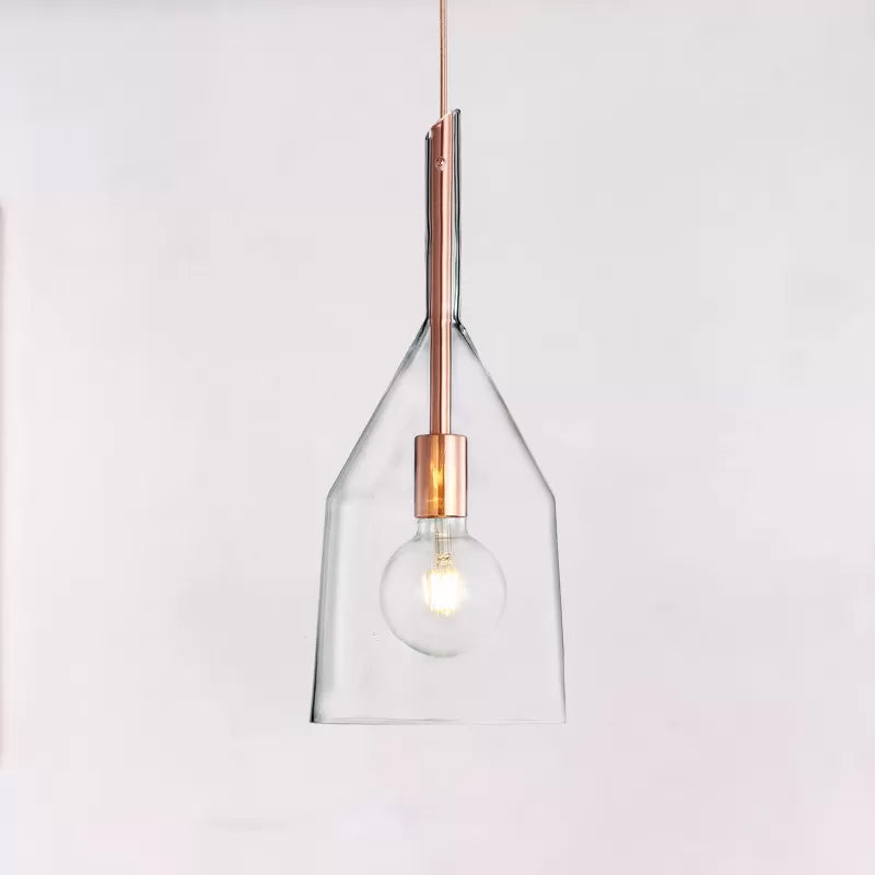 1 Head Kitchen Drop Pendant Simple Rose Gold Suspension Lamp with Bell Clear Glass Shade, 6