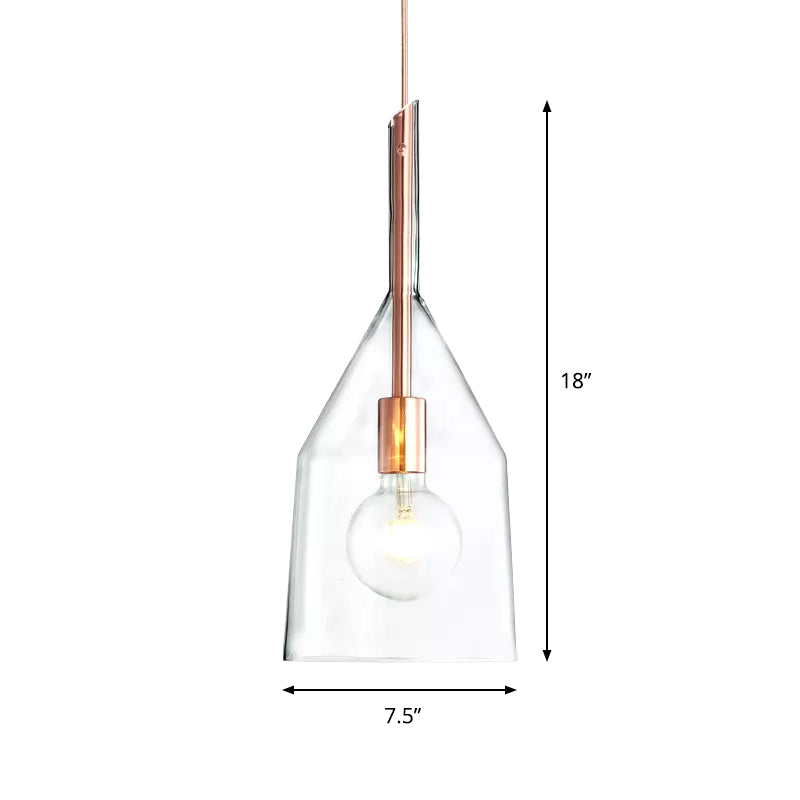 1 Head Kitchen Drop Pendant Simple Rose Gold Suspension Lamp with Bell Clear Glass Shade, 6