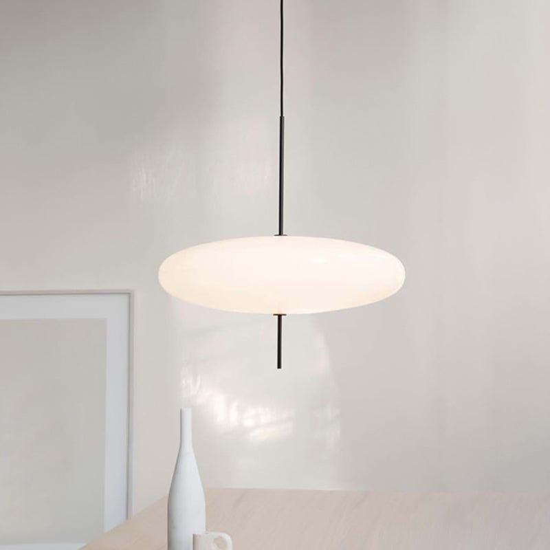 Modernism Circular Ceiling Pendant White Glass 1 Bulb Dining Room Hanging Light Kit Clearhalo 'Ceiling Lights' 'Glass shade' 'Glass' 'Modern Pendants' 'Modern' 'Pendant Lights' 'Pendants' Lighting' 359573