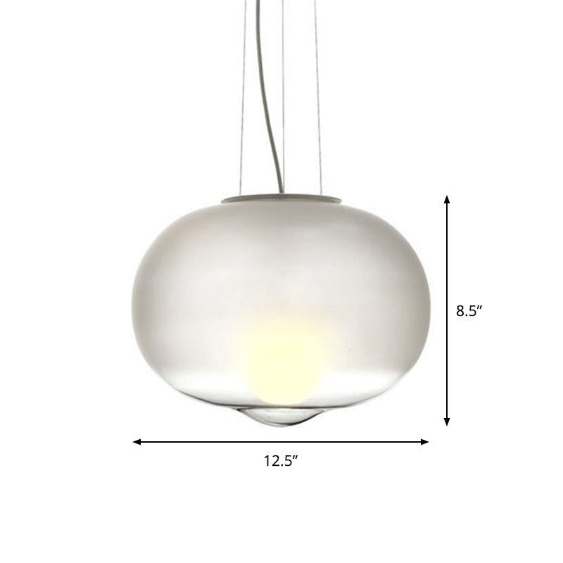 White Glass Orb Ceiling Lamp Contemporary 1 Head Pendant Light Fixture for Kitchen, 12.5