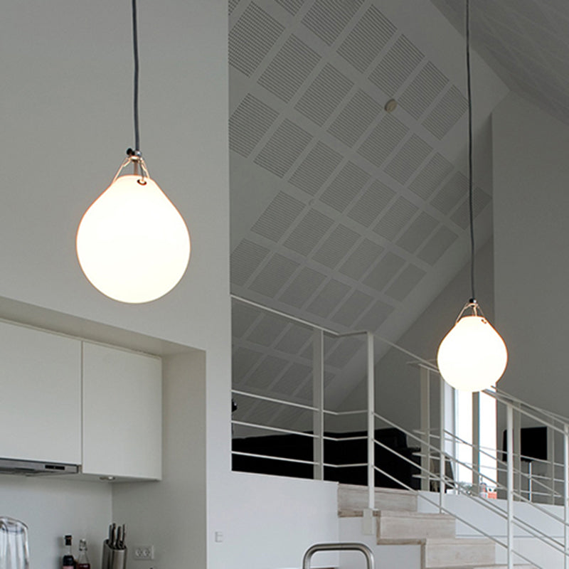 Minimalism Sphere Suspension Light White Glass 1 Head 7