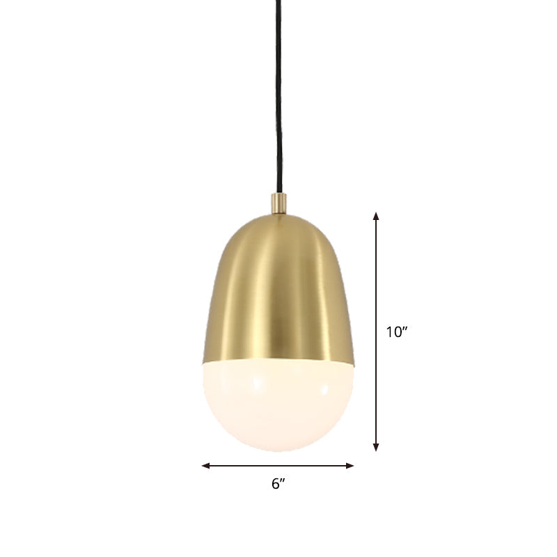 Metal Pill Hanging Lamp Minimalism 1 Bulb Brass Pendant Ceiling Light for Bedroom Clearhalo 'Ceiling Lights' 'Modern Pendants' 'Modern' 'Pendant Lights' 'Pendants' Lighting' 359671