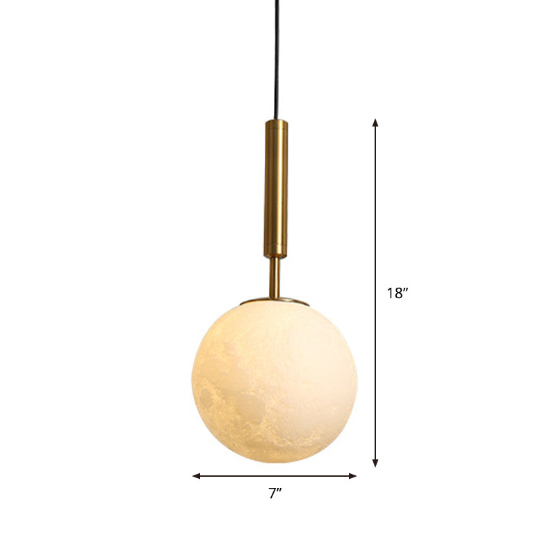 Orb LED Hanging Light Simple Opal Frosted Glass 1 Head Gold Pendant Lighting Fixture for Bedroom Clearhalo 'Ceiling Lights' 'Close To Ceiling Lights' 'Glass shade' 'Glass' 'Modern Pendants' 'Modern' 'Pendant Lights' 'Pendants' Lighting' 359683