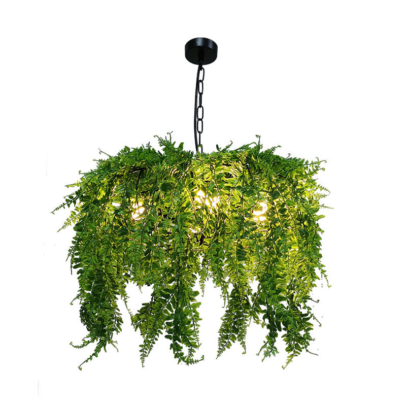 5 Lights Metal Chandelier Light Fixture Industrial Green Plant Design Restaurant Ceiling Light, 21.5