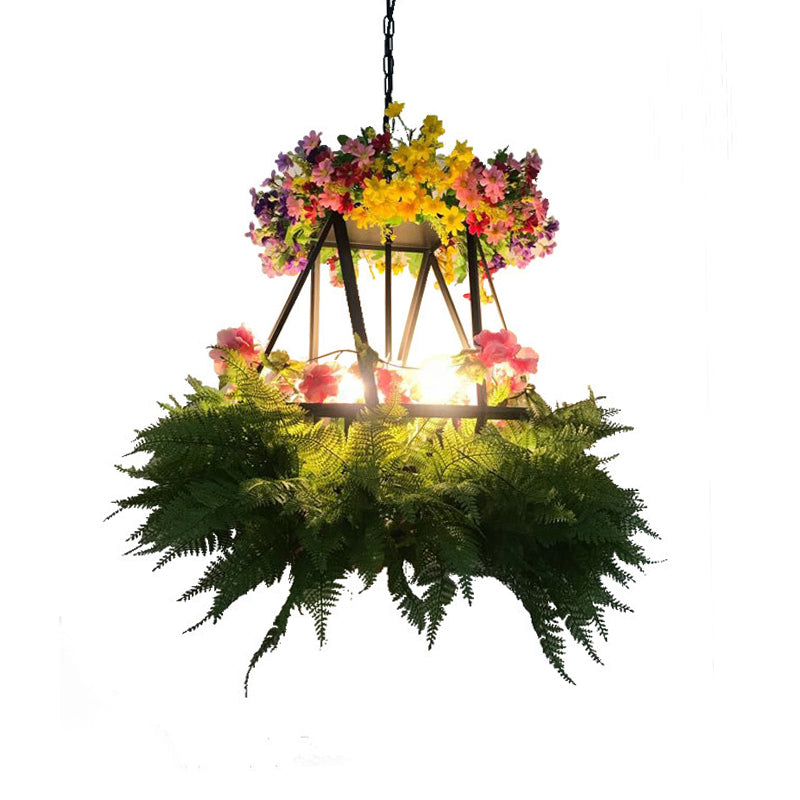 Green Plant Chandelier Pendant Light Vintage Metal 5 Lights LED Restaurant Drop Lamp Clearhalo 'Cast Iron' 'Ceiling Lights' 'Chandeliers' 'Industrial Chandeliers' 'Industrial' 'Metal' 'Middle Century Chandeliers' 'Rustic Chandeliers' 'Tiffany' Lighting' 359851