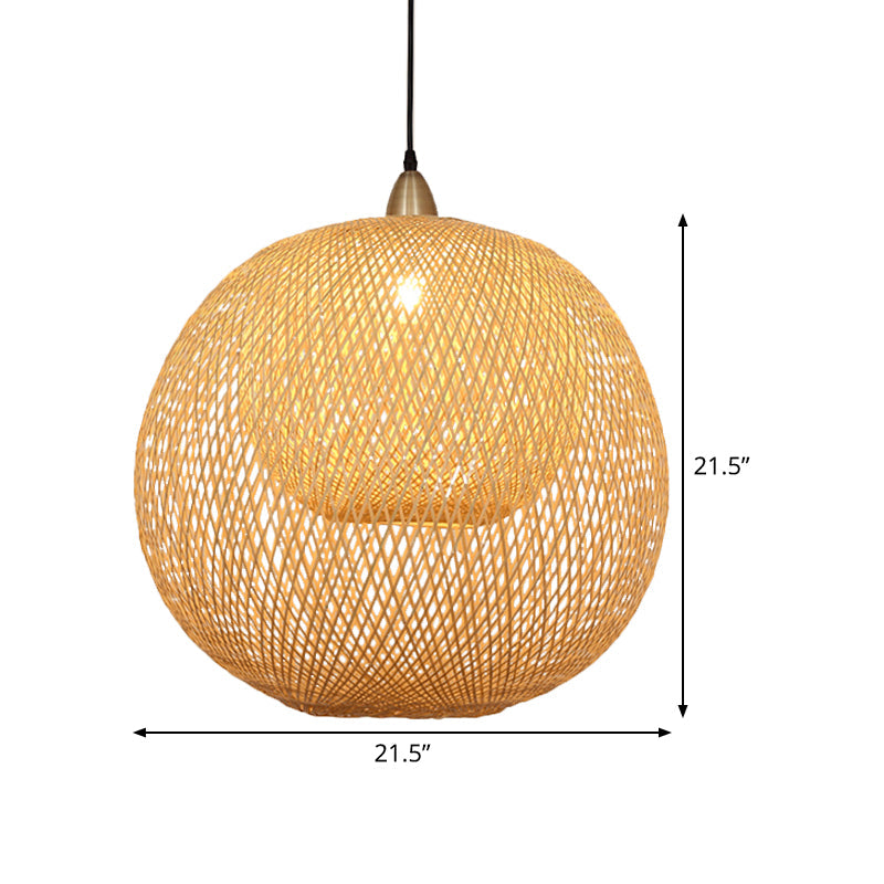 Handcrafted Ceiling Light Chinese Bamboo 1 Bulb Beige Suspended Lighting Fixture Clearhalo 'Ceiling Lights' 'Pendant Lights' 'Pendants' Lighting' 361338