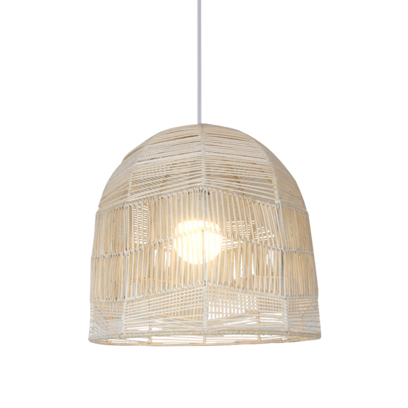 1 Head Basket Pendant Lighting Chinese Bamboo Ceiling Suspension Lamp in Wood for Restaurant Clearhalo 'Ceiling Lights' 'Pendant Lights' 'Pendants' Lighting' 361347