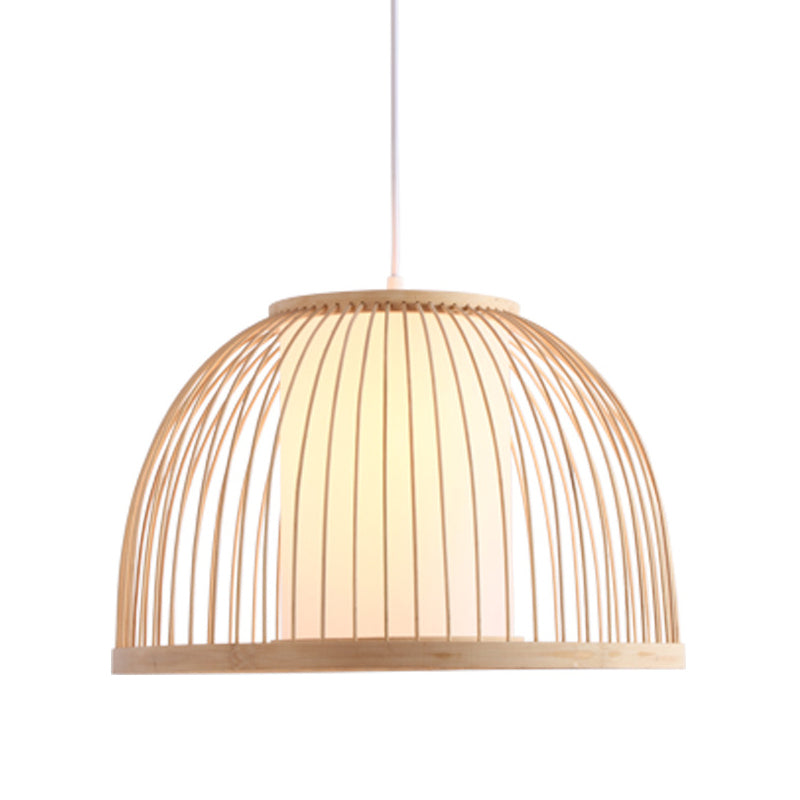 Domed Pendant Light Asian Bamboo 1 Bulb 14