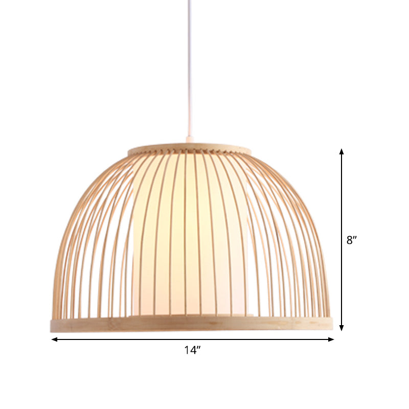 Domed Pendant Light Asian Bamboo 1 Bulb 14