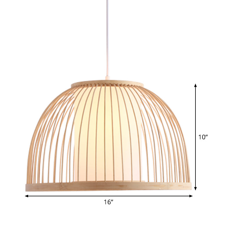 Domed Pendant Light Asian Bamboo 1 Bulb 14