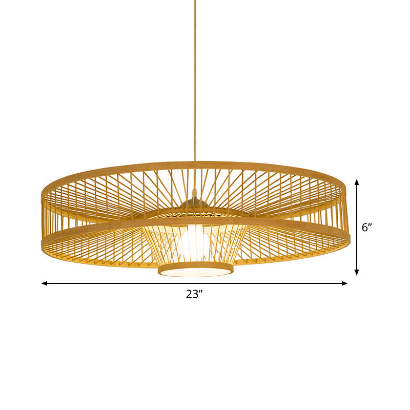 Laser Cut Pendant Light Japanese Bamboo 1 Head Suspended Lighting Fixture in Beige Clearhalo 'Ceiling Lights' 'Pendant Lights' 'Pendants' Lighting' 367231