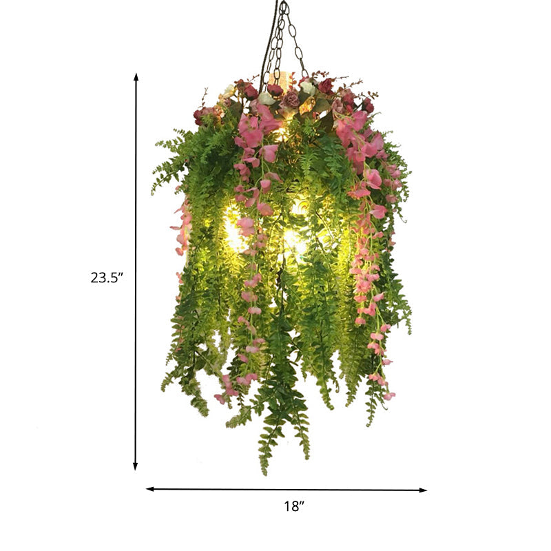 4 Heads Metal Pendant Chandelier Industrial Green Plant Restaurant LED Down Lighting Clearhalo 'Cast Iron' 'Ceiling Lights' 'Chandeliers' 'Industrial Chandeliers' 'Industrial' 'Metal' 'Middle Century Chandeliers' 'Rustic Chandeliers' 'Tiffany' Lighting' 367602