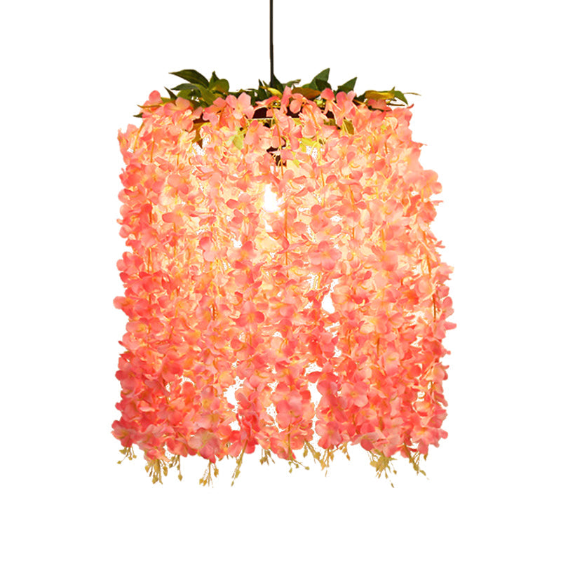 Floral Metal Suspension Pendant Antique 1 Head Restaurant LED Ceiling Light in Pink Clearhalo 'Art Deco Pendants' 'Cast Iron' 'Ceiling Lights' 'Ceramic' 'Crystal' 'Industrial Pendants' 'Industrial' 'Metal' 'Middle Century Pendants' 'Pendant Lights' 'Pendants' 'Tiffany' Lighting' 368113