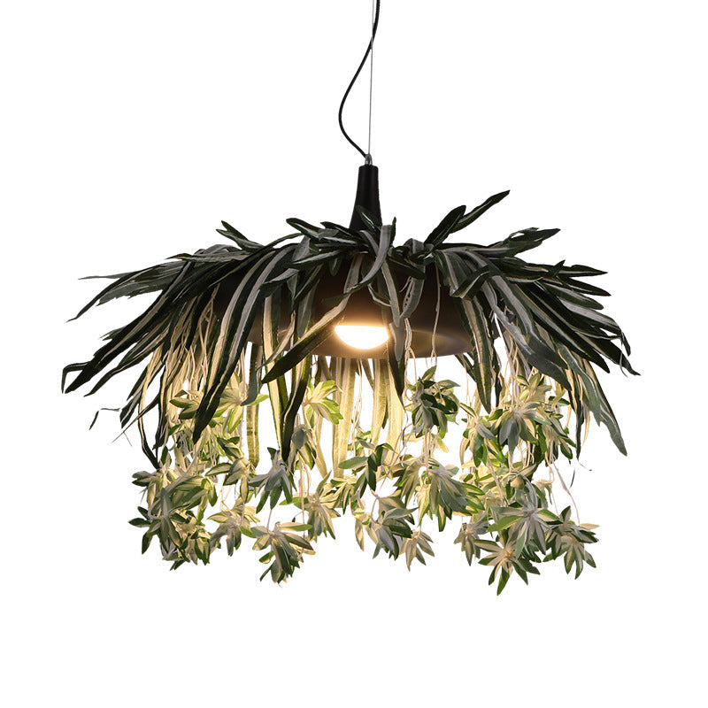 Industrial Plant Down Lighting 1 Bulb LED Metal Pendant Light in Green for Restaurant Clearhalo 'Art Deco Pendants' 'Cast Iron' 'Ceiling Lights' 'Ceramic' 'Crystal' 'Industrial Pendants' 'Industrial' 'Metal' 'Middle Century Pendants' 'Pendant Lights' 'Pendants' 'Tiffany' Lighting' 368129