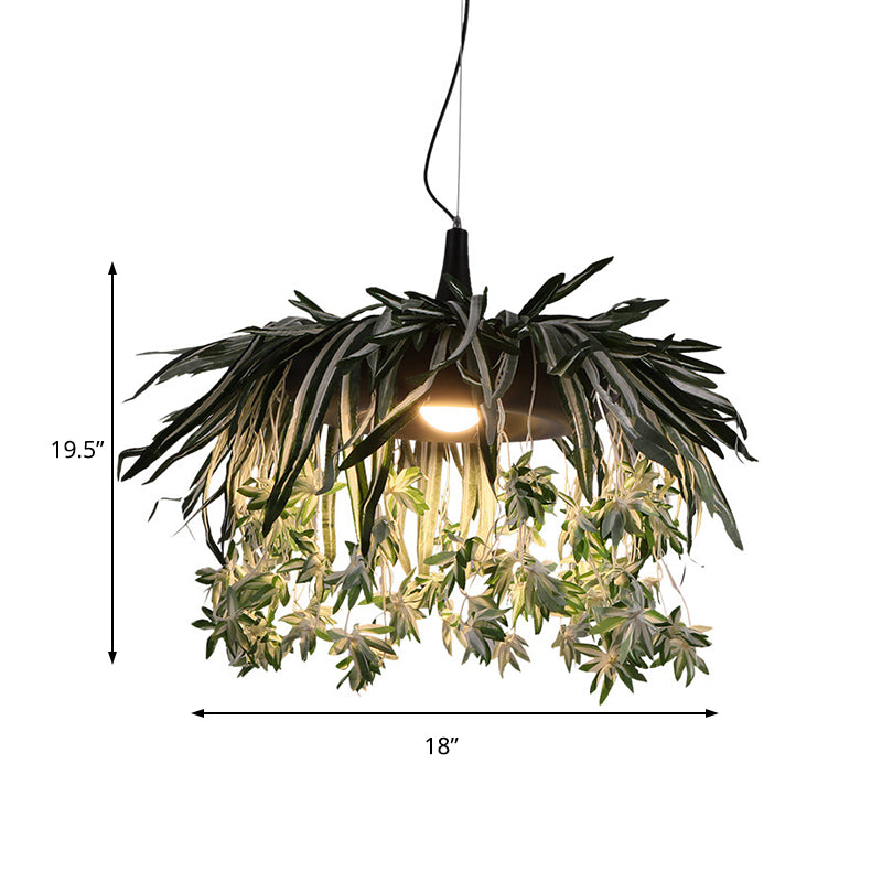 Industrial Plant Down Lighting 1 Bulb LED Metal Pendant Light in Green for Restaurant Clearhalo 'Art Deco Pendants' 'Cast Iron' 'Ceiling Lights' 'Ceramic' 'Crystal' 'Industrial Pendants' 'Industrial' 'Metal' 'Middle Century Pendants' 'Pendant Lights' 'Pendants' 'Tiffany' Lighting' 368131