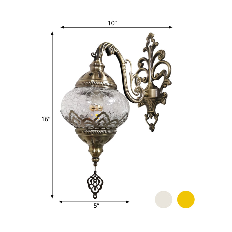 Traditional Ball Sconce Light Fixture 1 Bulb Metal Wall Mount Lighting in White/Yellow, 5