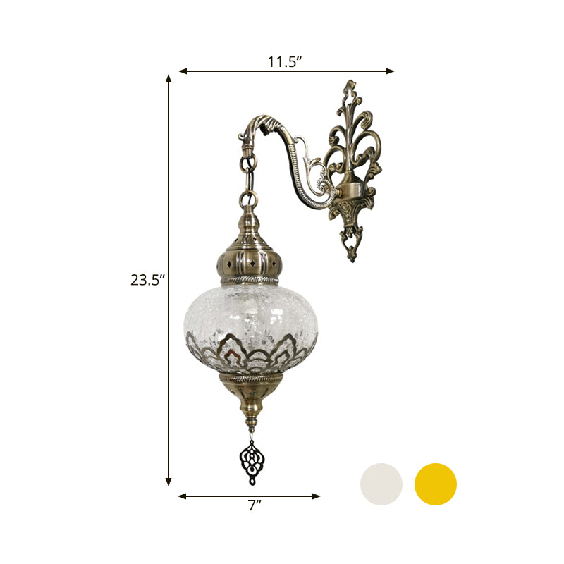 Traditional Ball Sconce Light Fixture 1 Bulb Metal Wall Mount Lighting in White/Yellow, 5