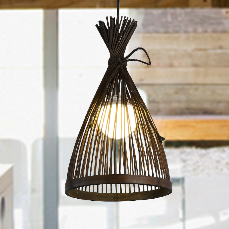 Flared Ceiling Light Asian Bamboo 8.5