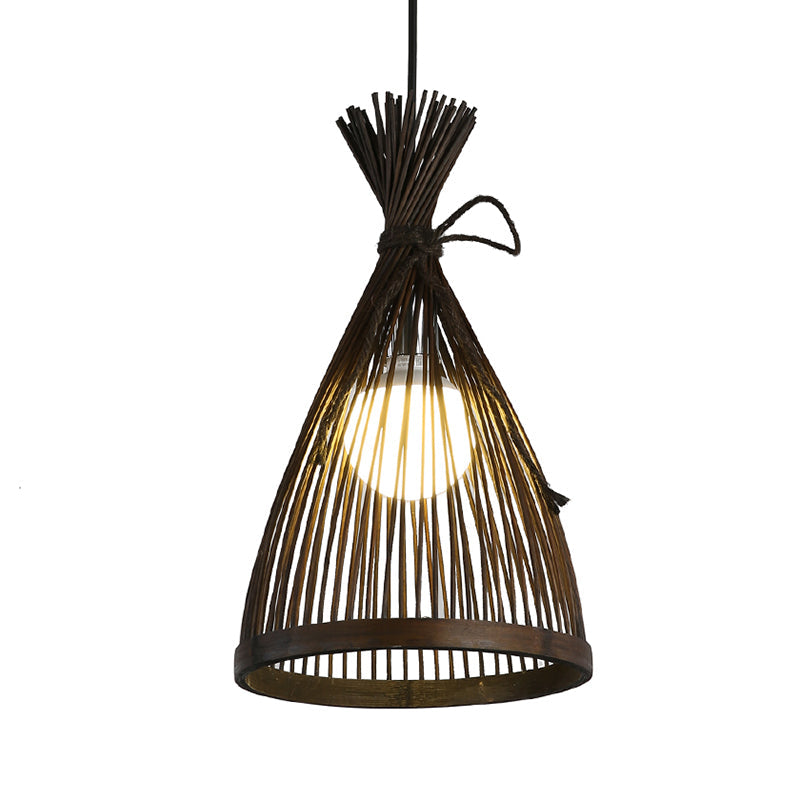 Flared Ceiling Light Asian Bamboo 8.5