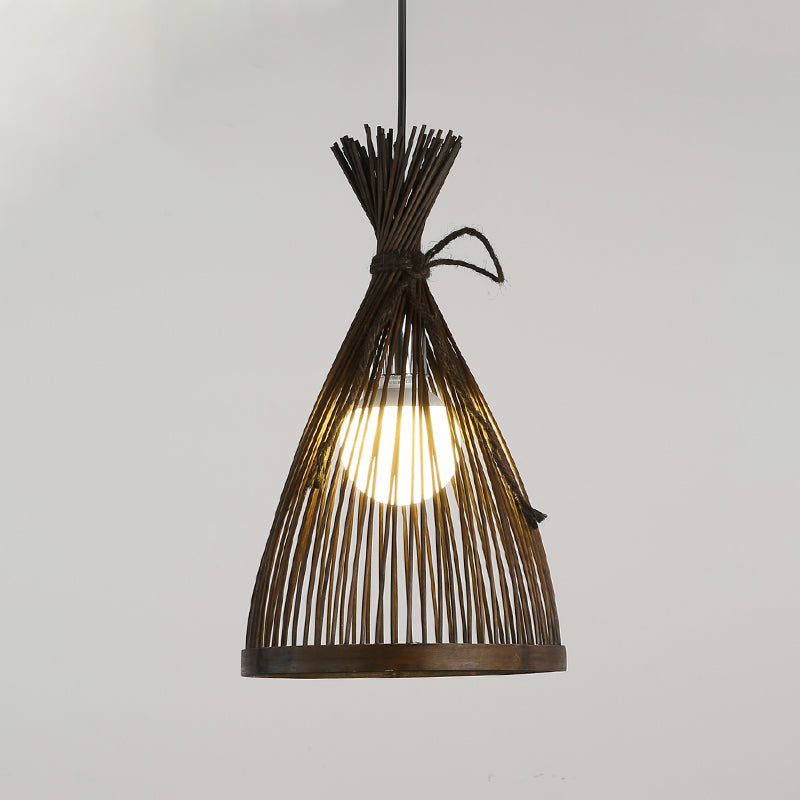 Flared Ceiling Light Asian Bamboo 8.5