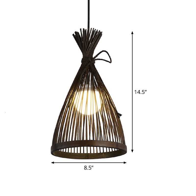 Flared Ceiling Light Asian Bamboo 8.5