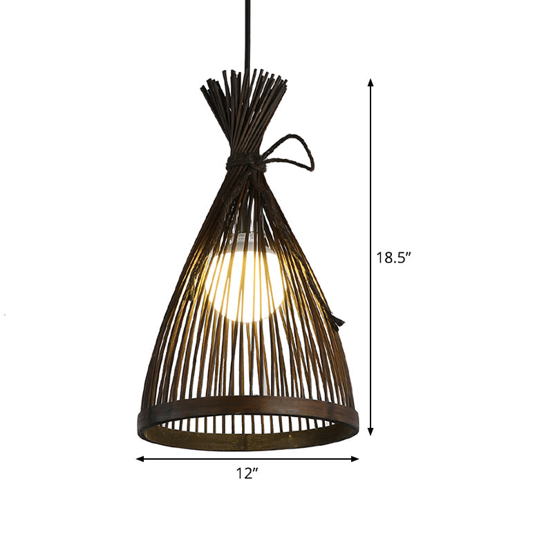 Flared Ceiling Light Asian Bamboo 8.5