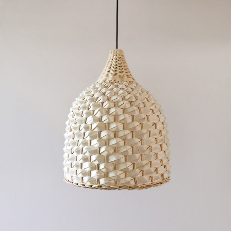 Chinese Hand-Worked Hanging Light Bamboo 1 Bulb Suspended Lighting Fixture in Beige Clearhalo 'Ceiling Lights' 'Pendant Lights' 'Pendants' Lighting' 369174