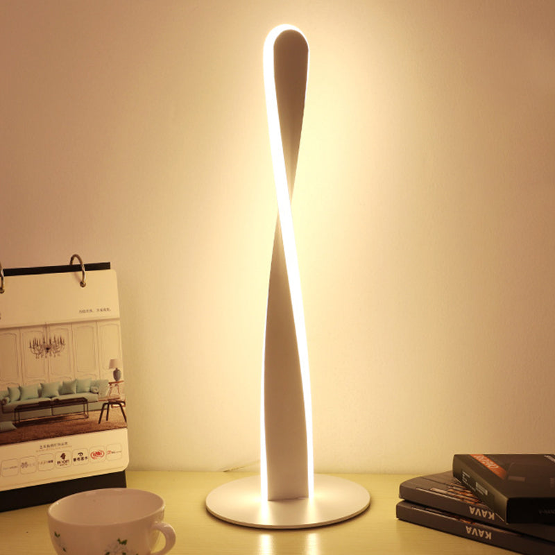 White Spiral Reading Book Light Modernist LED Acrylic Small Desk Lamp for Bedroom White Clearhalo 'Lamps' 'Table Lamps' Lighting' 369376