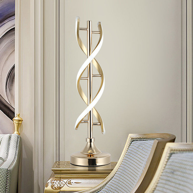 Acrylic Spiral Small Desk Lamp Contemporary LED Task Lighting in Gold, Warm/White Light Gold Clearhalo 'Lamps' 'Table Lamps' Lighting' 369649