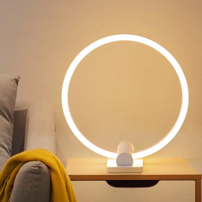 LED living Room Desk Light Modern White Task Lamp with Circular Acrylic Shade in Warm/White Light White Clearhalo 'Lamps' 'Table Lamps' Lighting' 369669