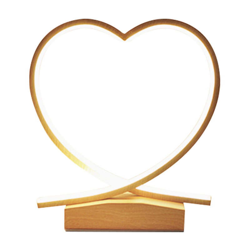 Metal Heart Small Desk Lamp Modernist LED Light Wood Task Lighting with Acrylic Shade Clearhalo 'Lamps' 'Table Lamps' Lighting' 369684