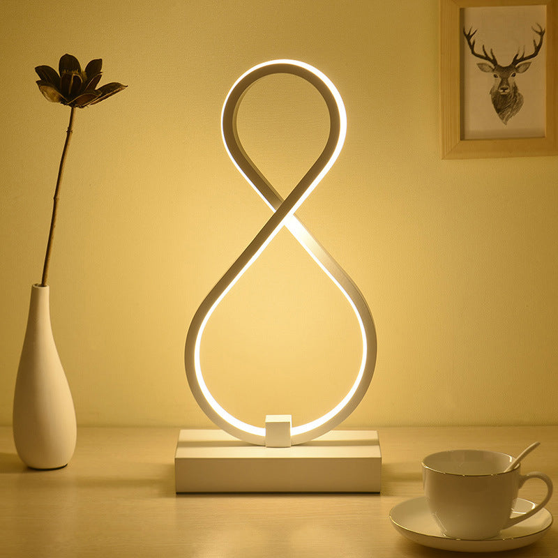 Twisted Table Light Modernism Acrylic LED White Nightstand Lamp with Rectangular Metal Base White Clearhalo 'Lamps' 'Table Lamps' Lighting' 369734
