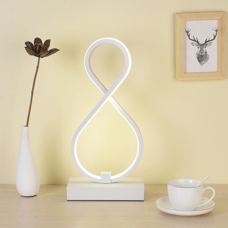 Twisted Table Light Modernism Acrylic LED White Nightstand Lamp with Rectangular Metal Base Clearhalo 'Lamps' 'Table Lamps' Lighting' 369735