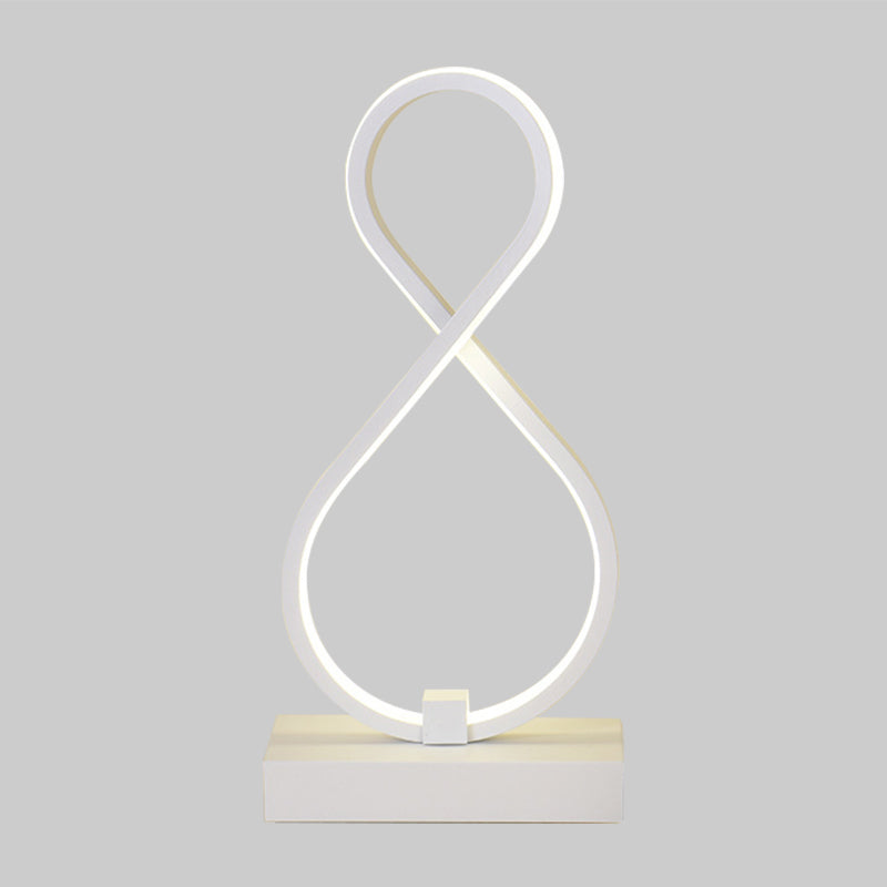 Twisted Table Light Modernism Acrylic LED White Nightstand Lamp with Rectangular Metal Base Clearhalo 'Lamps' 'Table Lamps' Lighting' 369737
