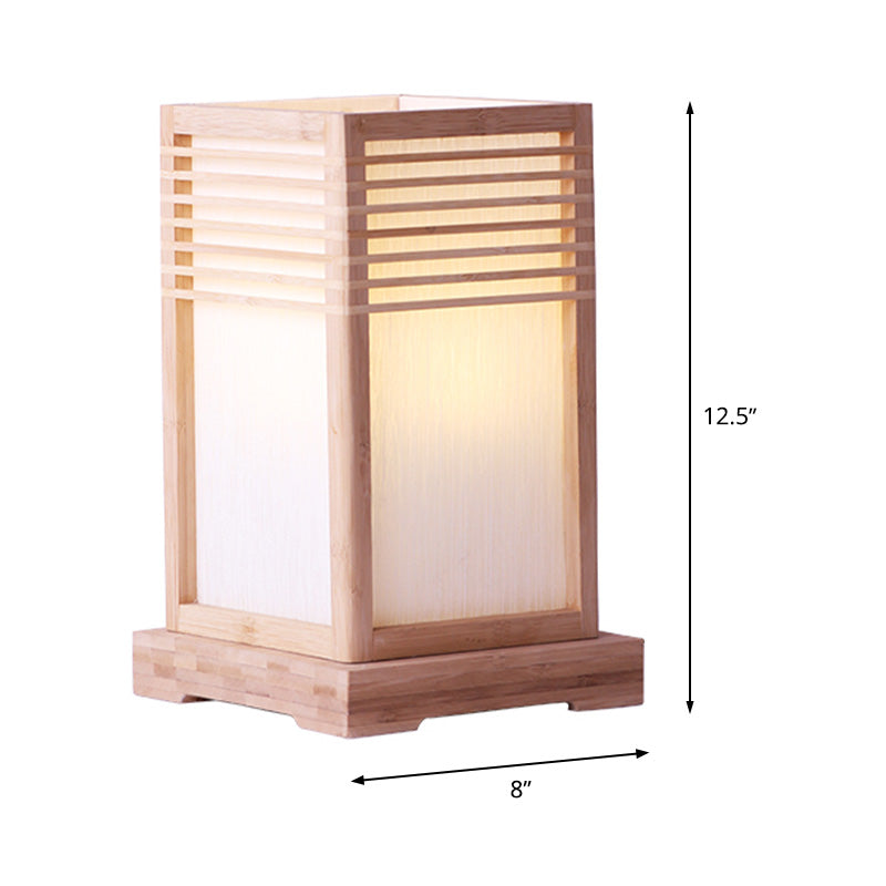 Japanese 1 Bulb Task Lighting Beige Rectangular Small Desk Lamp with Wood Shade Clearhalo 'Lamps' 'Table Lamps' Lighting' 369980