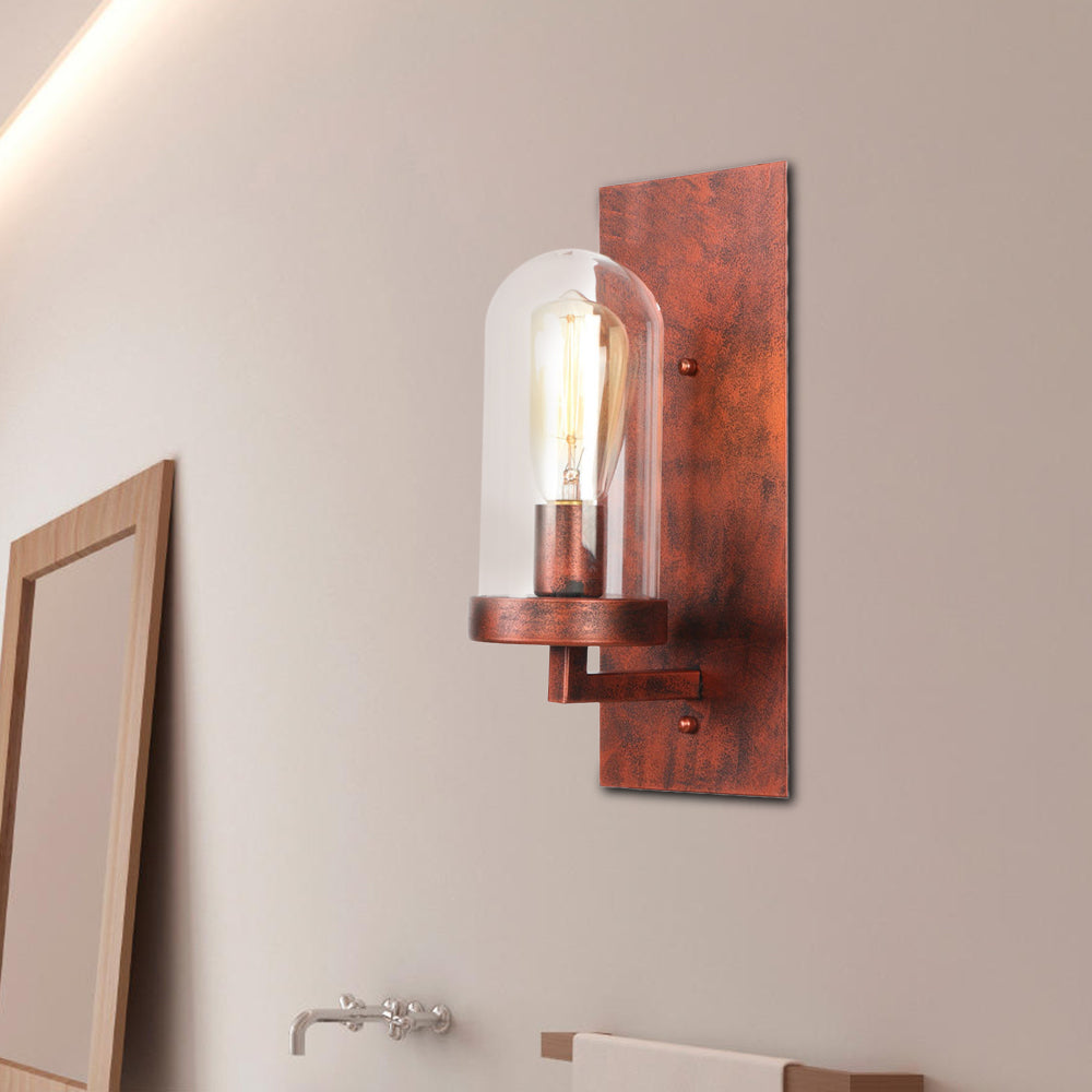 1 Light Tubular/Tube/Cylinder Wall Lamp Industrial Rust Clear Glass Sconce Light Fixture for Dining Room Rust Tubular Clearhalo 'Art deco wall lights' 'Cast Iron' 'Glass' 'Industrial wall lights' 'Industrial' 'Middle century wall lights' 'Modern' 'Rustic wall lights' 'Tiffany' 'Traditional wall lights' 'Wall Lamps & Sconces' 'Wall Lights' Lighting' 370518